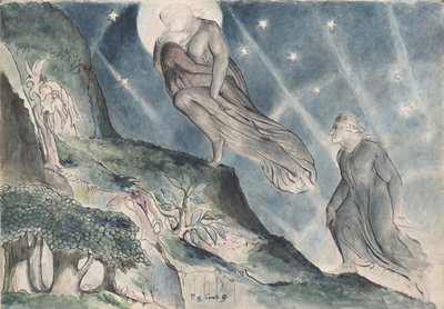 Lucia draagt Dante in zijn slaap, illustratie bij de Goddelijke Komedie van Dante Alighieri, 1824-27 door William Blake